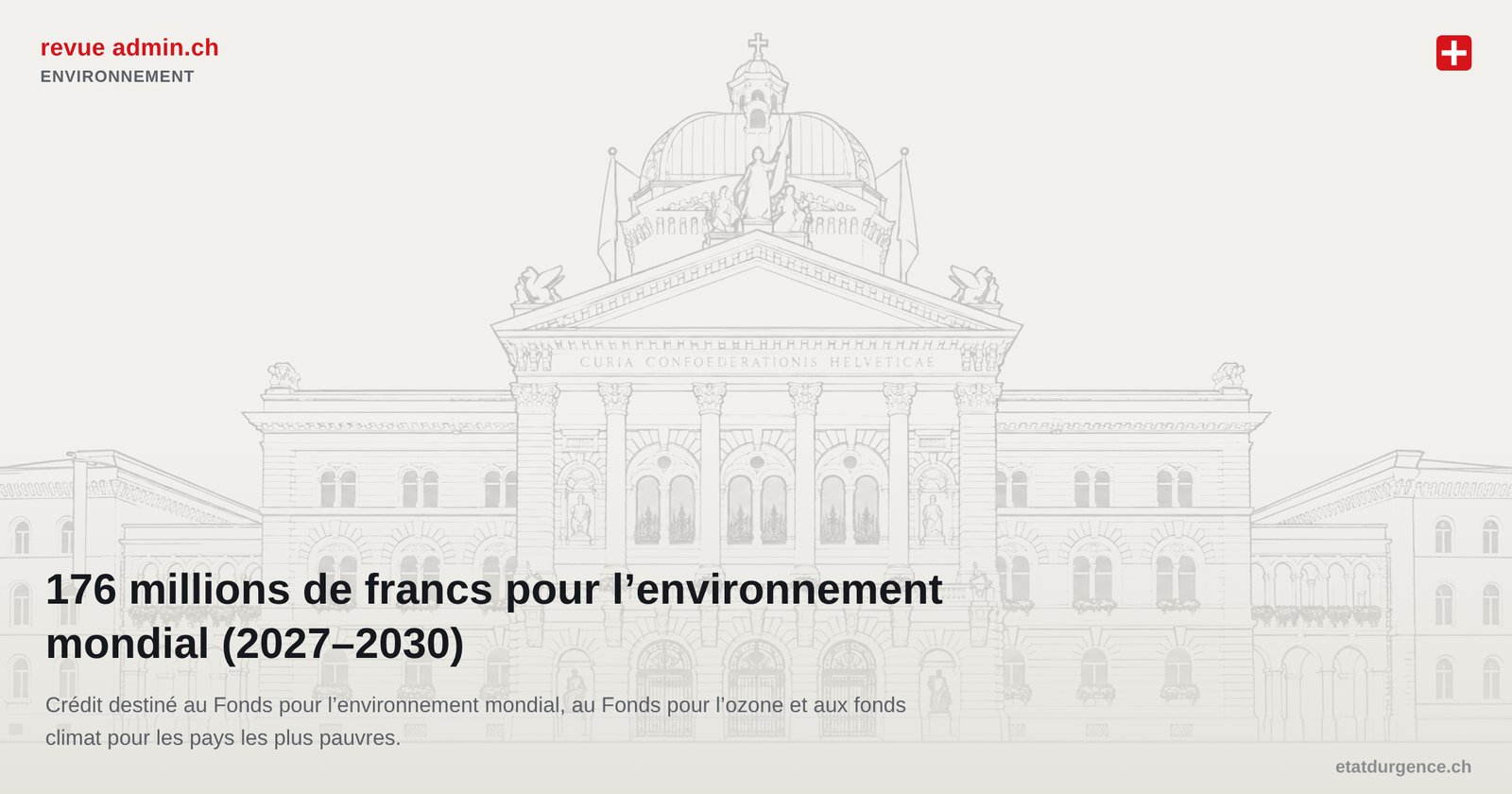 La Suisse engage 176 millions de francs pour l’environnement mondial (2027–2030)