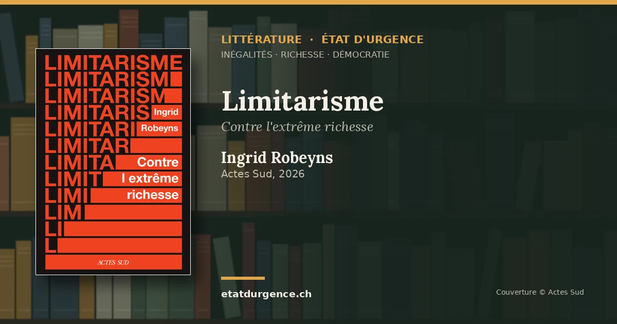Visuel Littérature État d’urgence : couverture de « Limitarisme » de Ingrid Robeyns (Actes Sud)