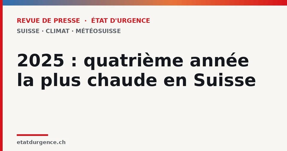 Visuel Revue de presse État d’urgence : 2025, quatrième année la plus chaude en Suisse