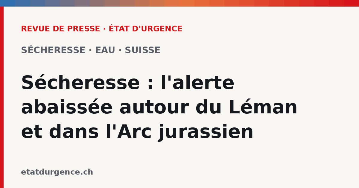 Visuel Revue de presse État d’urgence : Sécheresse, l’alerte abaissée autour du Léman et dans l’Arc jurassien