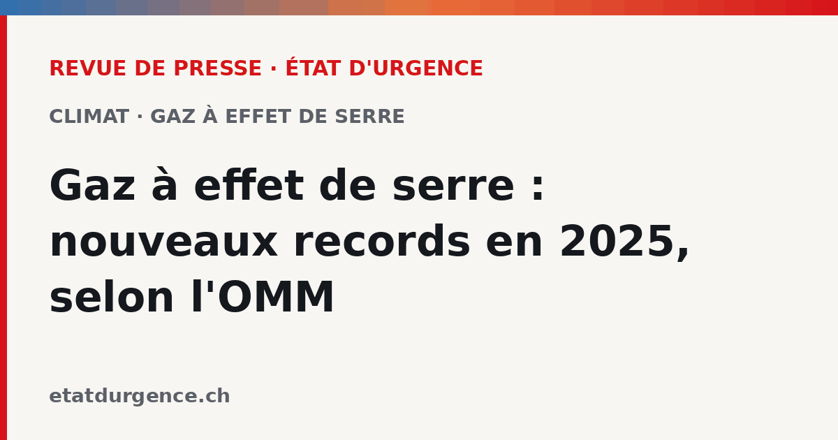 Visuel Revue de presse État d’urgence : gaz à effet de serre, nouveaux records en 2025 selon l’OMM