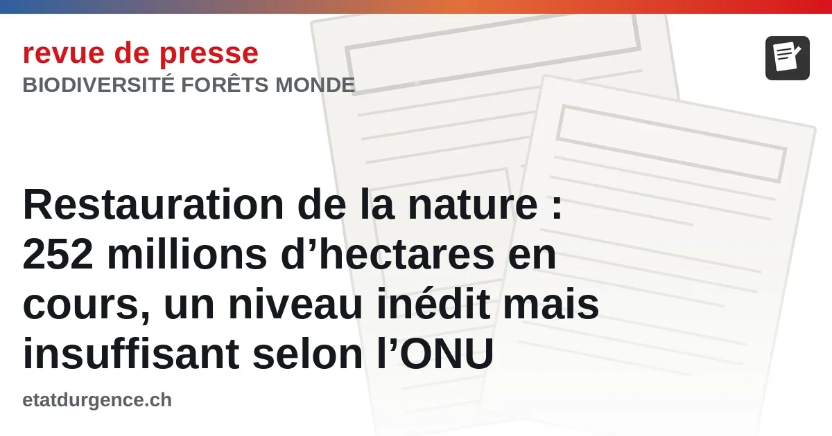 Restauration de la nature : 252 millions d’hectares en cours, un niveau inédit mais insuffisant selon l’ONU